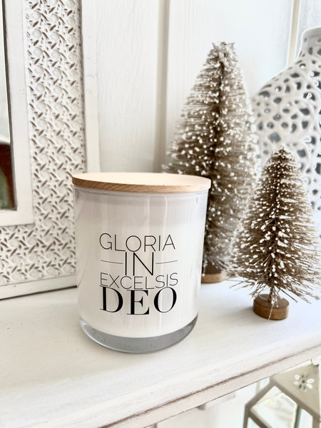Christmas 2023 - Gloria In Excelsis Deo - Large White Candle
